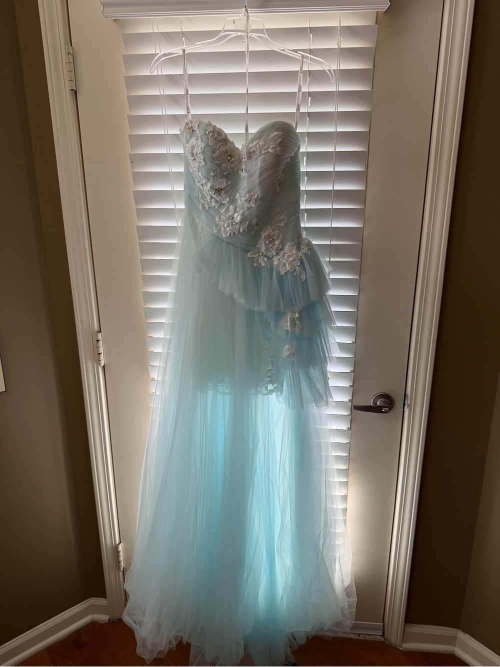 MacDuggal Light Blue Strapless Gown